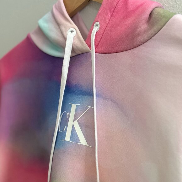 Calvin Klein Jeans Womens Monogram Logo Pullover Cropped Hoodie, Multicolor, XS - Picture 3 of 8